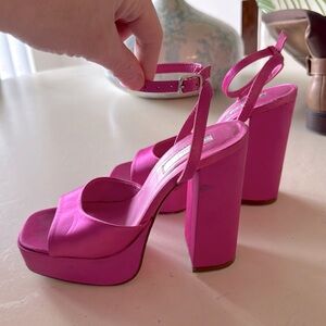 Primark pink satin  platform  heel sandals